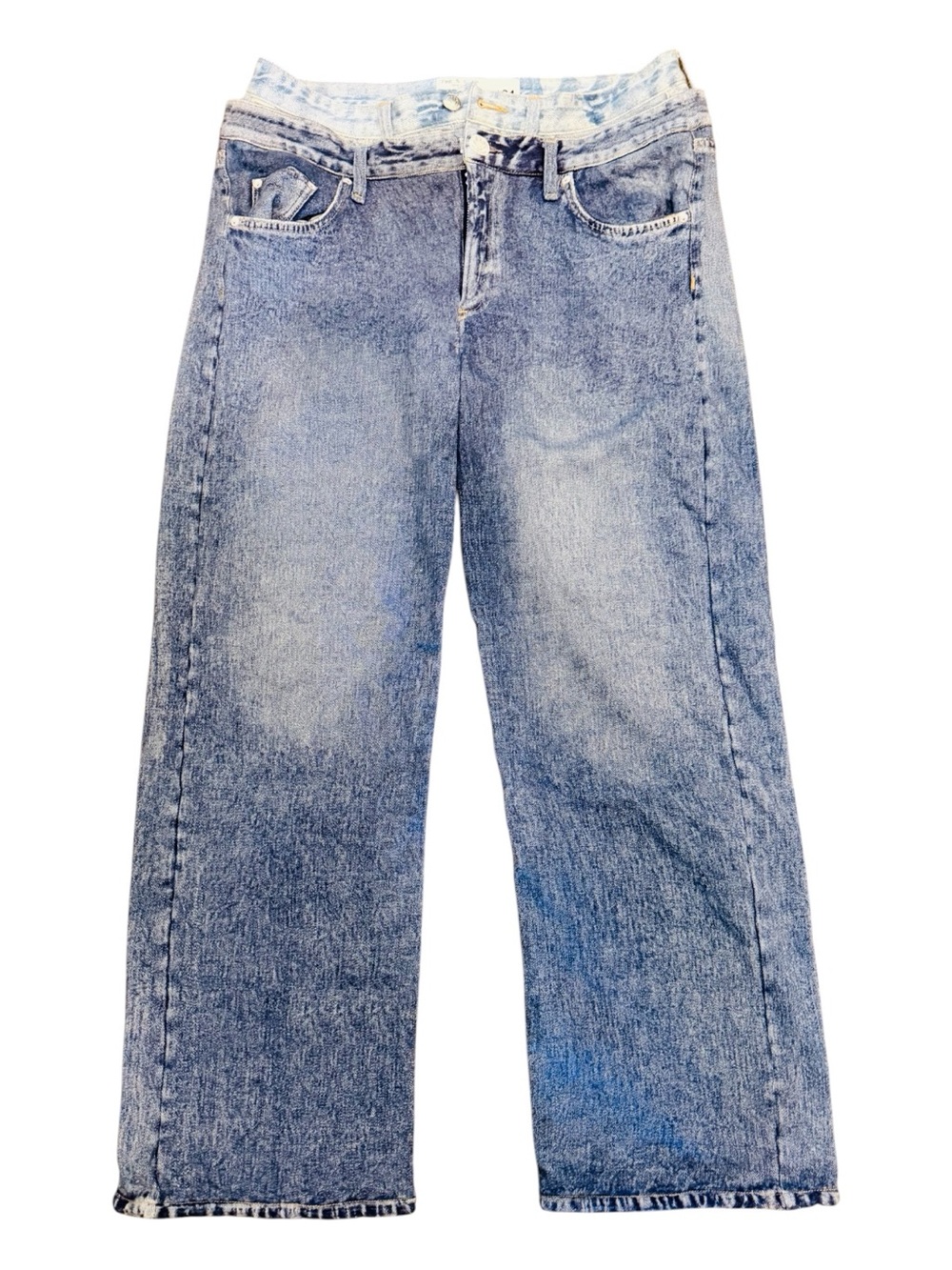 rag & bone Miramar Denim Print Cotton Terry Jeans Pants Size 31 Acid Wash Blue